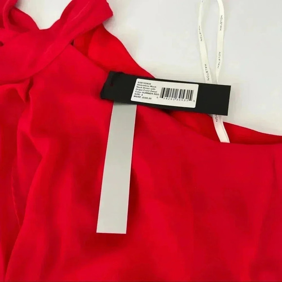 Halston Womens Jade Sleeveless Faux-Wrap Halter Mini Dress Size 8 - Picture 4 of 7